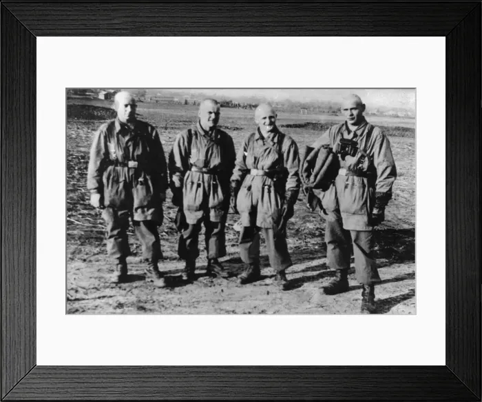 Framed Print : Picture taken in Germany during the Second Word War shows four German parachute troops Framed Print : Picture taken in Germany during the Second Word War shows four German parachute troops