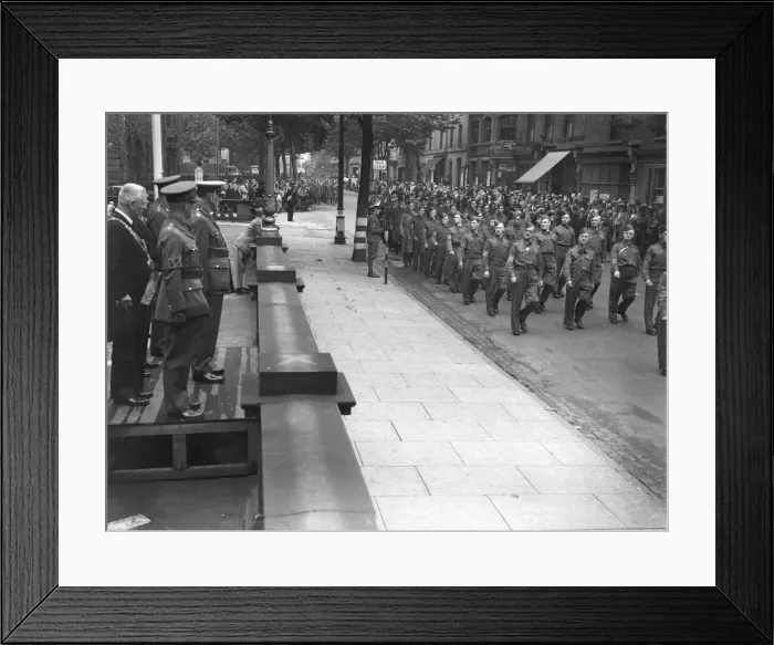 Framed Print : Lord Harrowby taking the salute at a parade of Walsall L. D. V. 19th July 1940 Framed Print : Lord Harrowby taking the salute at a parade of Walsall L. D. V. 19th July 1940
