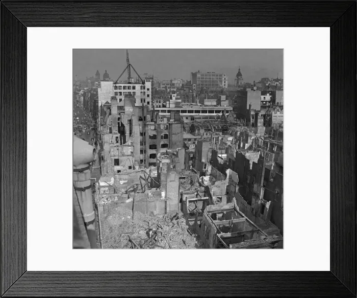 Framed Print : The extent of the damage to New Street and the High Street, Birmingham Framed Print : The extent of the damage to New Street and the High Street, Birmingham