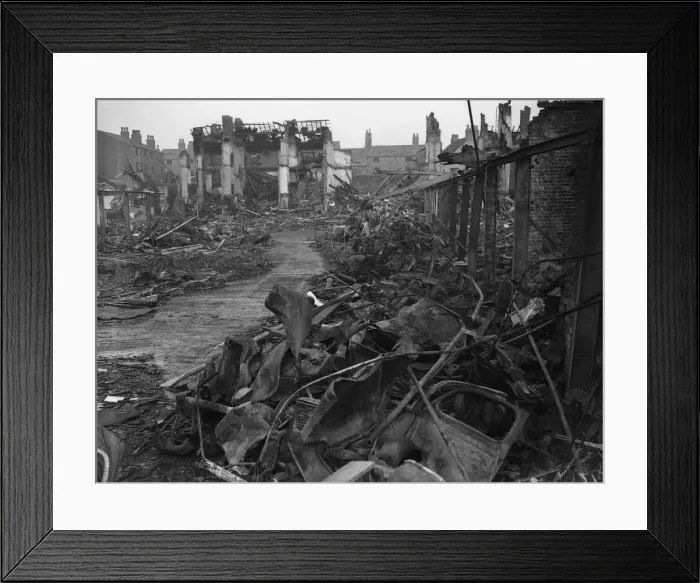 Framed Print : The shattered remains of the Birmingham Evening Mail garage in St George