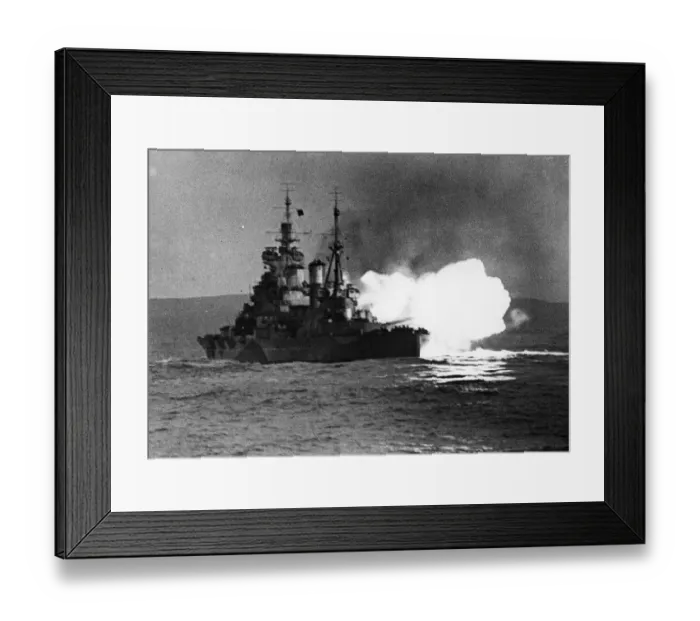 Framed Print : A view of HMS Howe firing her 14 inch guns near Scapa Flow Framed Print : A view of HMS Howe firing her 14 inch guns near Scapa Flow