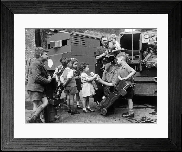 Framed Print : Leading Fireman Herbert Rogers is known to thousands of East London children as the Teddy Framed Print : Leading Fireman Herbert Rogers is known to thousands of East London children as the Teddy