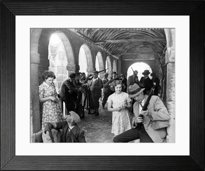 Framed Print : Parashooters in a Midland village. 3rd July 1940