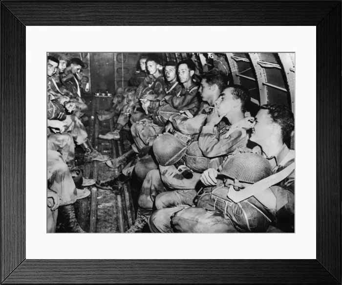 Framed Print : American paratroopers pictured in the C-47 of the Troop Carrier Air Division of