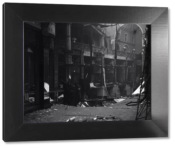 Damage to The Arcade New Street, Birmingham following a heavy raid on the city