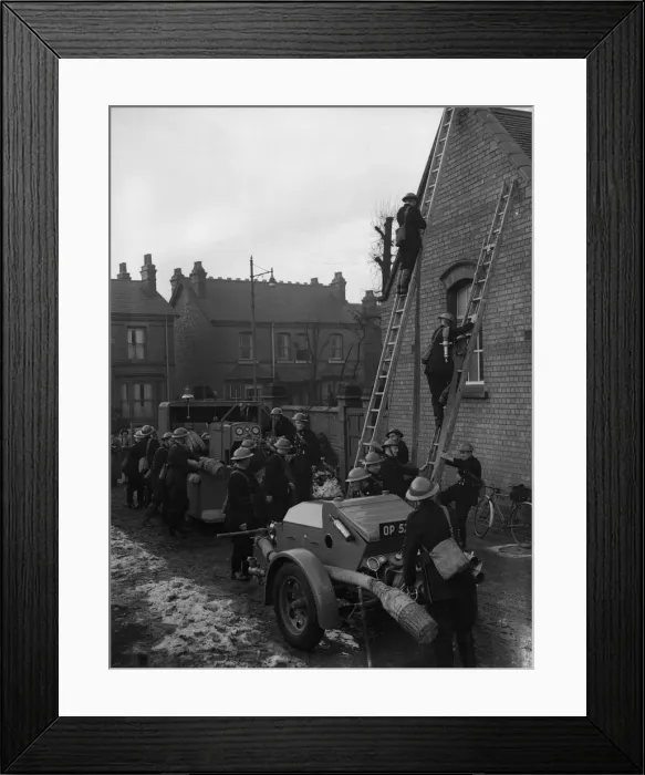 Framed Print : Auxiliary Firemen training in Birmingham. Circa October 1940