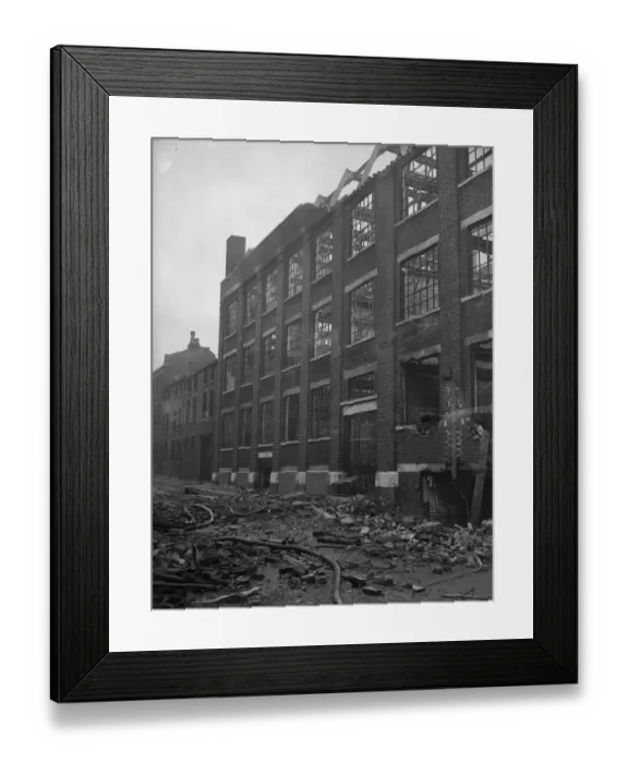 Framed Print : Firemen dampening down the Buupits factory, Camden Street