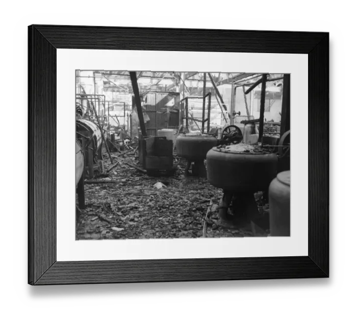 Framed Print : The burnt out remains of Lansdown Laundry, Highgate Road, Balshall Heath