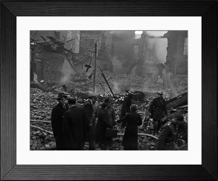 Framed Print : Workers survey the damage Smallbrook Street, Birmingham Framed Print : Workers survey the damage Smallbrook Street, Birmingham