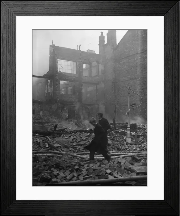 Framed Print : Office workers negotiate the rubble strewn Smallbrook Street, Birmingham Framed Print : Office workers negotiate the rubble strewn Smallbrook Street, Birmingham