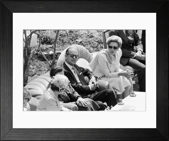 Framed Print : Prince Philip, Duke of Edinburgh in Amman, Jordan, with Queen Noor. March 1984 Framed Print : Prince Philip, Duke of Edinburgh in Amman, Jordan, with Queen Noor. March 1984