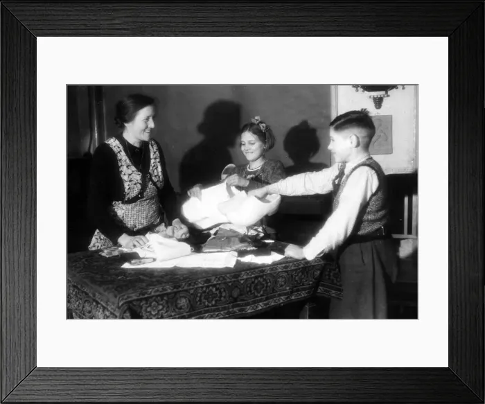 Framed Print : Two Dutch children preparing to travel to England with 500 other Dutch children who are Framed Print : Two Dutch children preparing to travel to England with 500 other Dutch children who are