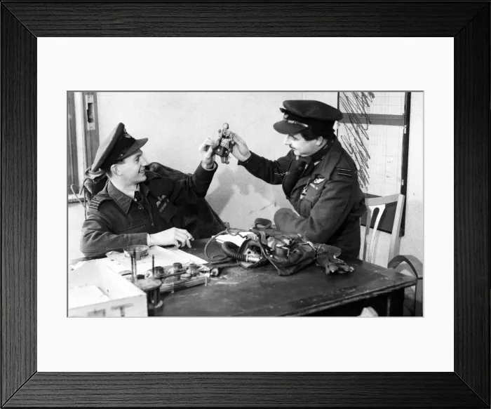Framed Print : Squadron Leader H. R. Leven and his navigator M. Nolan who have flown in 78 operations as Framed Print : Squadron Leader H. R. Leven and his navigator M. Nolan who have flown in 78 operations as