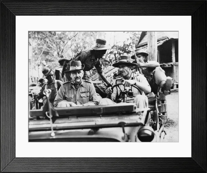 Framed Print : Senior Officers of Allied Land Forces South East Asia, leaving 36th Division Headquarters Framed Print : Senior Officers of Allied Land Forces South East Asia, leaving 36th Division Headquarters