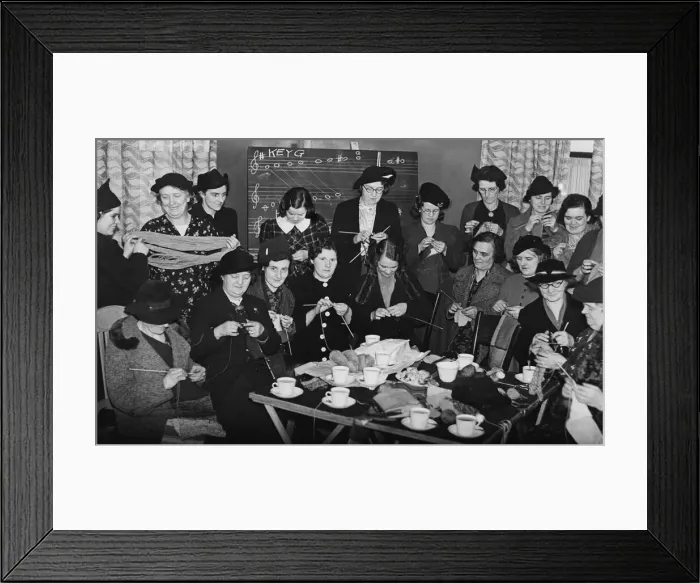Framed Print : Members of the Heaton Social Service Knitting Party making garments for troops Framed Print : Members of the Heaton Social Service Knitting Party making garments for troops