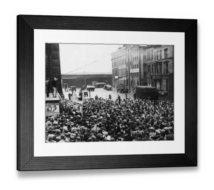 Framed Print : Workers from an aircraft factory in Liverpool demonstrating against their impending Framed Print : Workers from an aircraft factory in Liverpool demonstrating against their impending