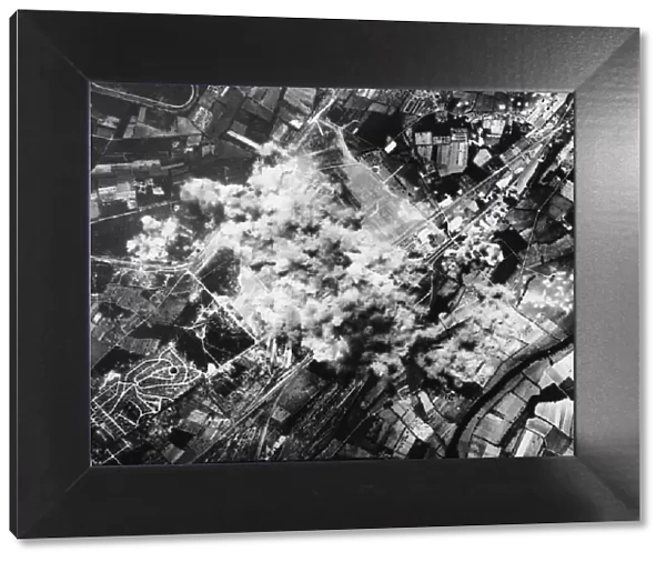 The Gnome and Rhone aircraft factories in Le Mans, France being bombed by 8th Air Force