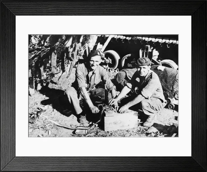 Framed Print : Trooper F. Willis and Lance Corporal T. A. Jones load ammunition into their tanks machine Framed Print : Trooper F. Willis and Lance Corporal T. A. Jones load ammunition into their tanks machine