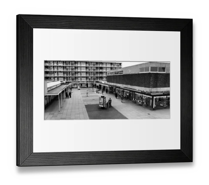 Framed Print : Bell Green shopping precinct, Coventry, West Midlands. November 1983