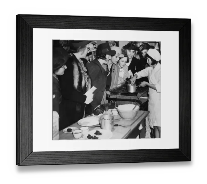 Framed Print : Schoolgirls demonstrating cooking to their mothers at Orange Hill School in Burnt Oak Framed Print : Schoolgirls demonstrating cooking to their mothers at Orange Hill School in Burnt Oak