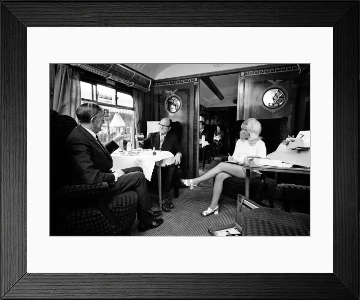 Framed Print : The train now standing on a platform at Finsbury Park serves lunches to top business Framed Print : The train now standing on a platform at Finsbury Park serves lunches to top business