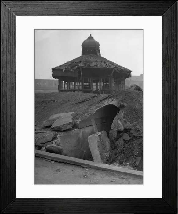 Framed Print : Children search a crater for shrapnel following near miss to a public shelter in Aston Framed Print : Children search a crater for shrapnel following near miss to a public shelter in Aston
