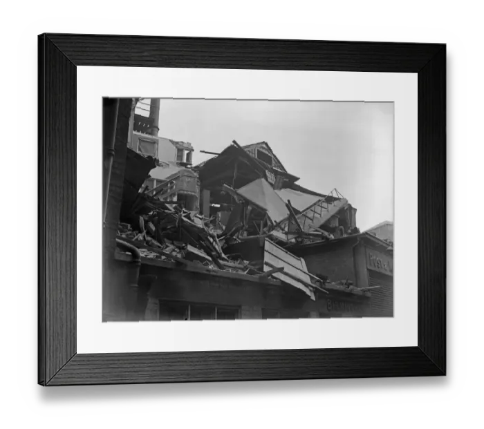 Framed Print : Damage to the Birmingham Post and Mail offices in Needless Alley Framed Print : Damage to the Birmingham Post and Mail offices in Needless Alley