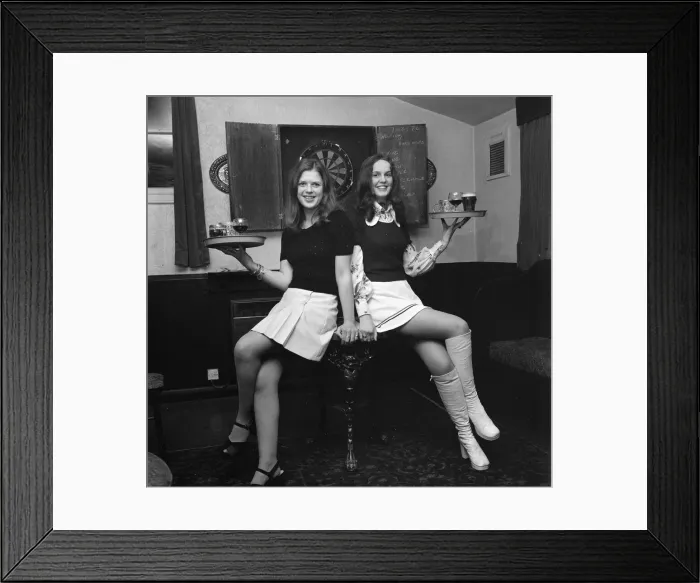 Framed Print : Barmaids at The New Inn, Stokesley, North Yorkshire, 1972, Photocall Framed Print : Barmaids at The New Inn, Stokesley, North Yorkshire, 1972, Photocall