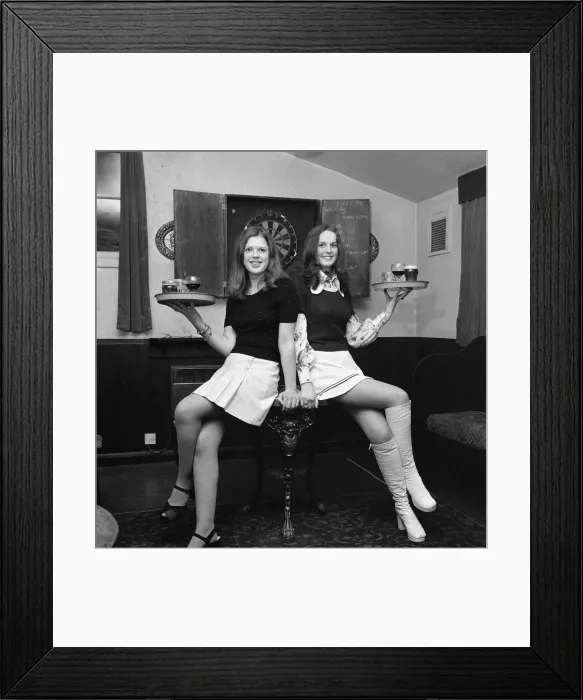 Framed Print : Barmaids at The New Inn, Stokesley, North Yorkshire, 1972, Photocall Framed Print : Barmaids at The New Inn, Stokesley, North Yorkshire, 1972, Photocall