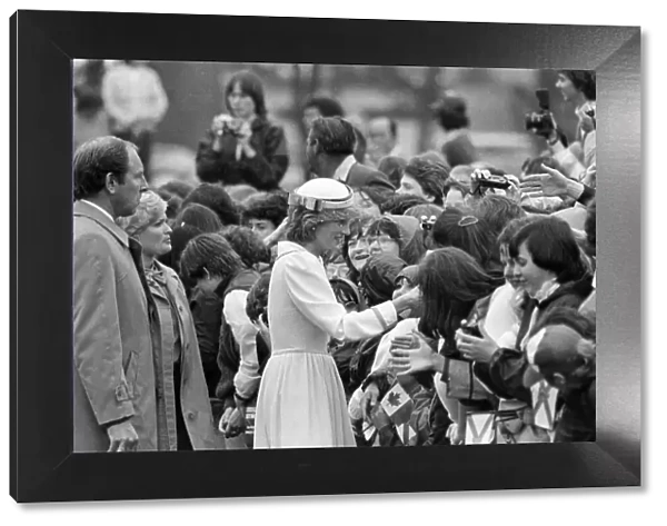 Diana, Princess of Wales greets crowds at a walkabout in Halifax, Canada. 14th June 1983