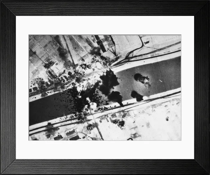 Framed Print : S. A. A. F. Marauders bomb Adige river bridge during the Second World War Framed Print : S. A. A. F. Marauders bomb Adige river bridge during the Second World War