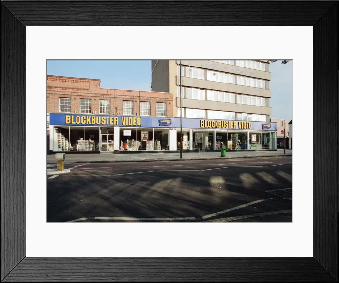 Framed Print : Blockbuster Video, 78 Coombe Lane, Raynes Park, Wimbledon, London, 8th November 1990 Framed Print : Blockbuster Video, 78 Coombe Lane, Raynes Park, Wimbledon, London, 8th November 1990