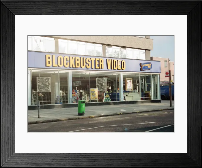 Framed Print : Blockbuster Video, 78 Coombe Lane, Raynes Park, Wimbledon, London, 8th November 1990 Framed Print : Blockbuster Video, 78 Coombe Lane, Raynes Park, Wimbledon, London, 8th November 1990