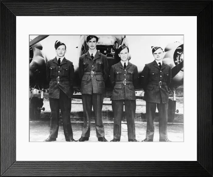 Framed Print : R. A. F. men who have qualified as air navigators after training in Canada under Framed Print : R. A. F. men who have qualified as air navigators after training in Canada under
