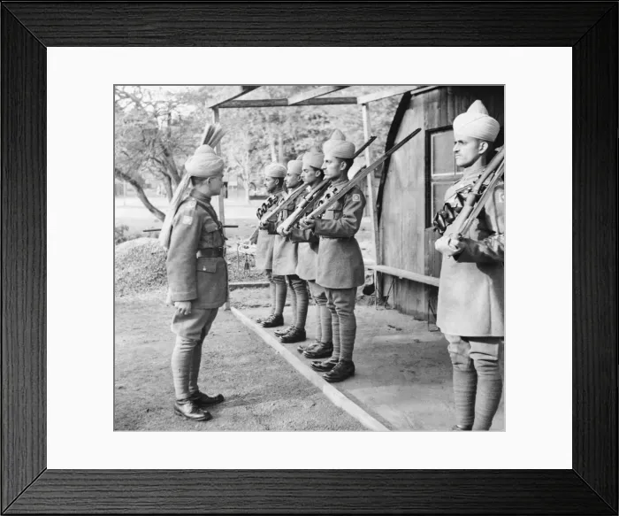 Framed Print : Indian muleteers at a Western Command camp during the Second World War. Circa 1940s