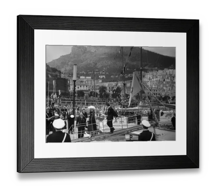 Framed Print : Grace Kelly arrives in Monte Carlo for her wedding to Prince Rainier III in the following Framed Print : Grace Kelly arrives in Monte Carlo for her wedding to Prince Rainier III in the following