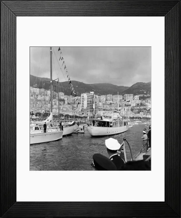 Framed Print : Scenes in Monte Carlo harbour as Grace Kelly arrives for her wedding to Prince Rainier Framed Print : Scenes in Monte Carlo harbour as Grace Kelly arrives for her wedding to Prince Rainier