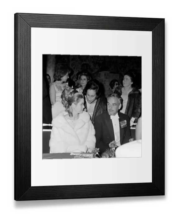 Framed Print : Princess Grace and Prince Rainier of Monaco attend a debutante ball in Seville, Spain