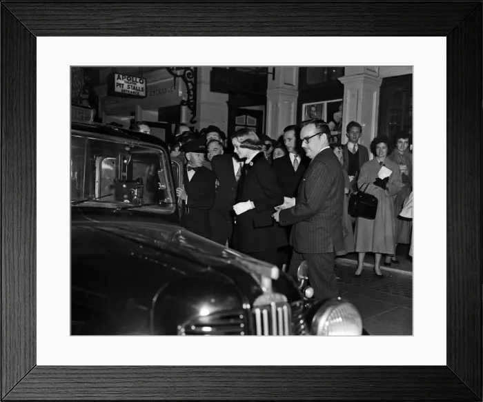 Framed Print : Prince Rainier and Princess Grace of Monaco leave the Apollo Theatre after watching Framed Print : Prince Rainier and Princess Grace of Monaco leave the Apollo Theatre after watching
