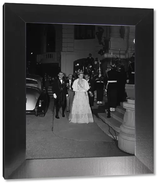 Princess Grace and Prince Rainier III arrive for a special ballet performance