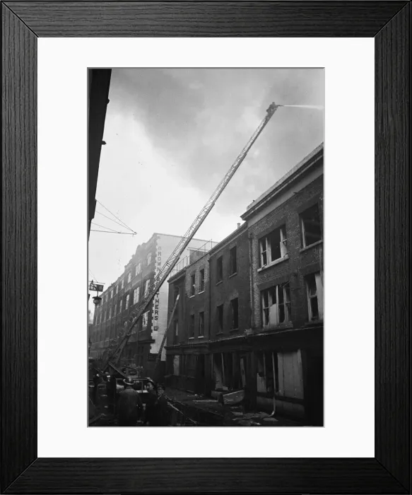 Framed Print : Fire fighters and emergency workers fight a fire at Brown Brothers, Great Eastern Street Framed Print : Fire fighters and emergency workers fight a fire at Brown Brothers, Great Eastern Street