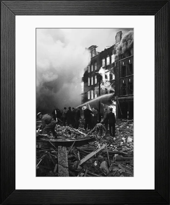 Framed Print : Fire fighters and emergency workers fight a fire at Brown Brothers, Great Eastern Street Framed Print : Fire fighters and emergency workers fight a fire at Brown Brothers, Great Eastern Street