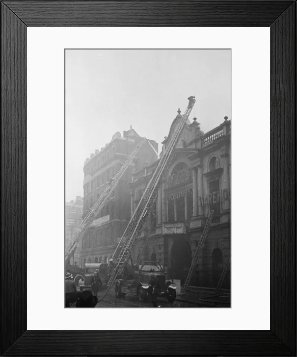 Framed Print : Fire crews, police and ARP wardens help salvage furniture from properties close to