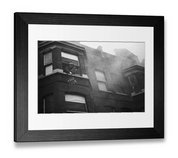 Framed Print : Fire crews, police and ARP wardens help salvage furniture from properties close to