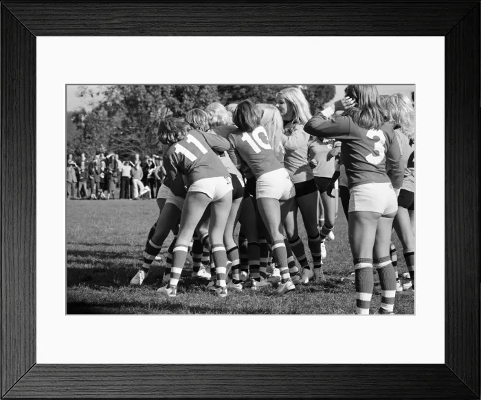 Framed Print : Rugby match between actresses and models sponsored by The Put Mustard On It committee Framed Print : Rugby match between actresses and models sponsored by The Put Mustard On It committee