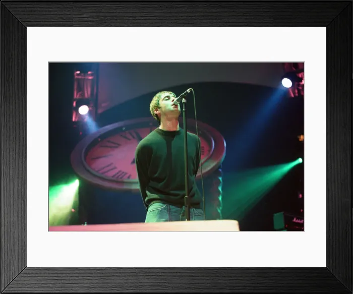 Framed Print : Liam Gallagher of Oasis performing at Newcastle Arena during their Be Here Now Tour Framed Print : Liam Gallagher of Oasis performing at Newcastle Arena during their Be Here Now Tour