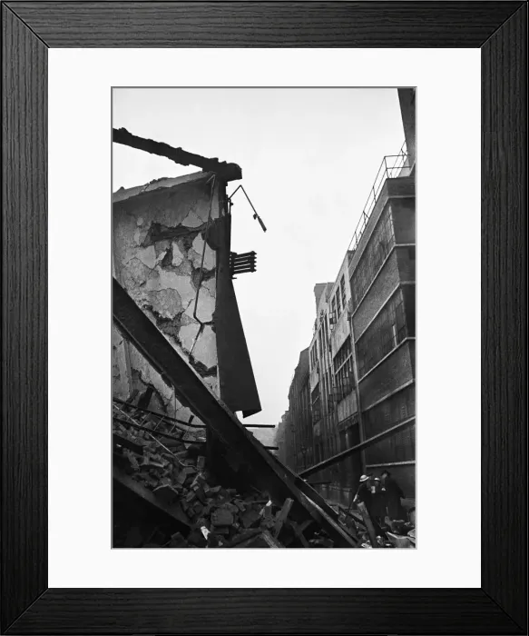 Framed Print : Bomb damage around the City of London following the most devastating raid on London which Framed Print : Bomb damage around the City of London following the most devastating raid on London which