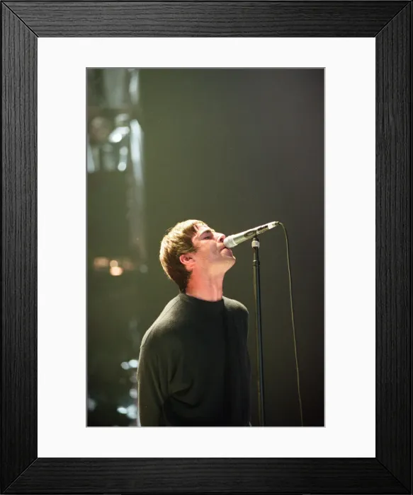 Framed Print : Liam Gallagher of Oasis performing at Newcastle Arena during their Be Here Now Tour Framed Print : Liam Gallagher of Oasis performing at Newcastle Arena during their Be Here Now Tour