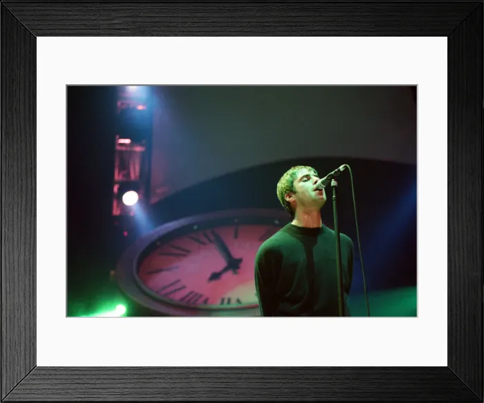 Framed Print : Liam Gallagher of Oasis performing at Newcastle Arena during their Be Here Now Tour Framed Print : Liam Gallagher of Oasis performing at Newcastle Arena during their Be Here Now Tour