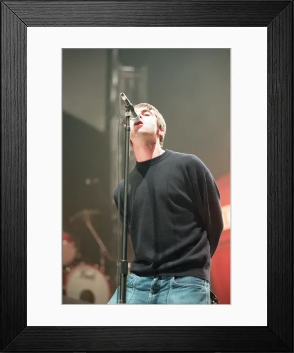 Framed Print : Liam Gallagher of Oasis performing at Newcastle Arena during their Be Here Now Tour Framed Print : Liam Gallagher of Oasis performing at Newcastle Arena during their Be Here Now Tour